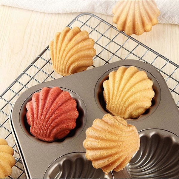 Moulle Madeleine 2 Stykker Madeleine Bakebrett 6 Hull Non-Stick Madeleine Bakeform for Å Lage Desserter, Bakverk, Sjokolade