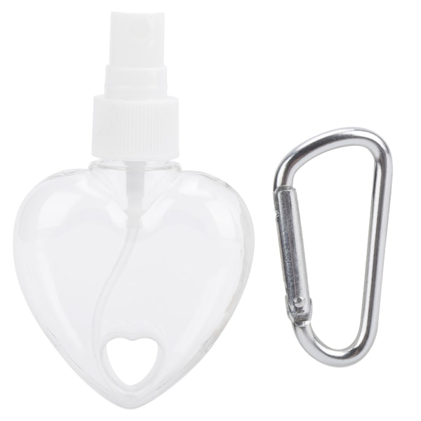 Reis tom sprayflaske med nøkkelring 50 ml transparent hjerteformet plastbeholdere (Buse de pulvérisation blanche)