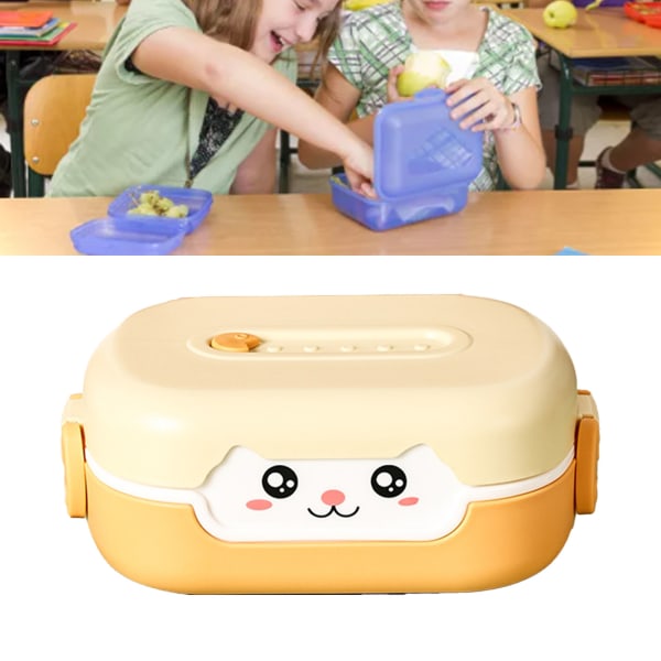 Barnehage Cartoon Container 700ml Dobbeltisolert Mikrobølgeovnbar Matboks for Piknik Orange