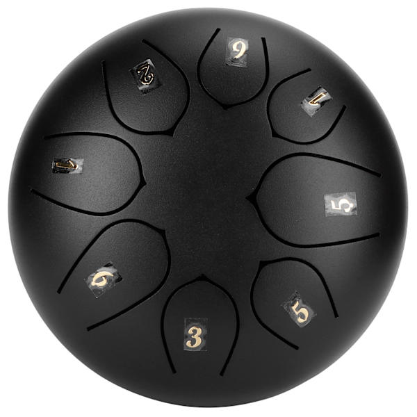 6 tum Tunga Trumma 8-toner Eterisk Hand Pan Trummor med Trumstock Percussion Instrument Svart
