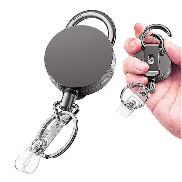 Utdragbart ID-kortshållare med Säkert Clip och Nyckelring Hållbar Skal och Rep Perfekt för ID-kort