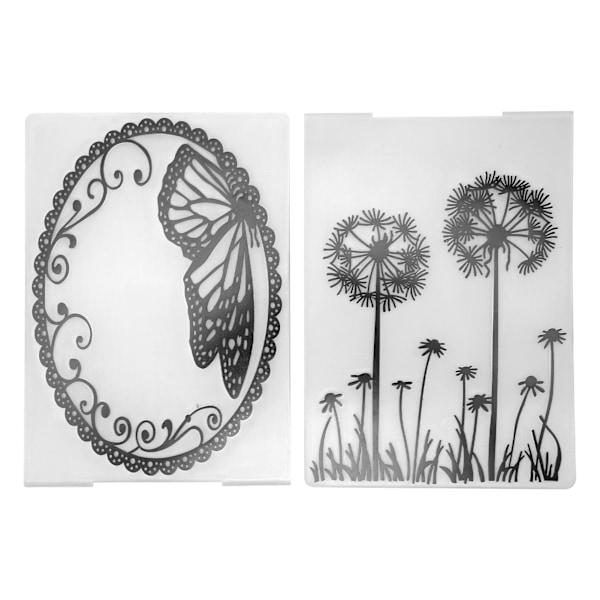 2 st präglingsmappar Maskros Fjäril Präglingsmapp Stencil för Album Scrapbooking Papperskort Hantverk Dekor