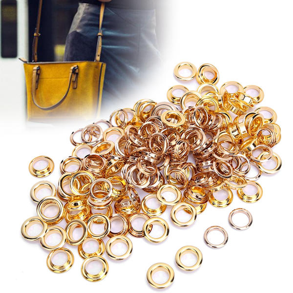 100 stk messing maljer Dobbel side klesveske skinn belte dekorasjon tilbehør 10 mm med 100 stk skiver gull