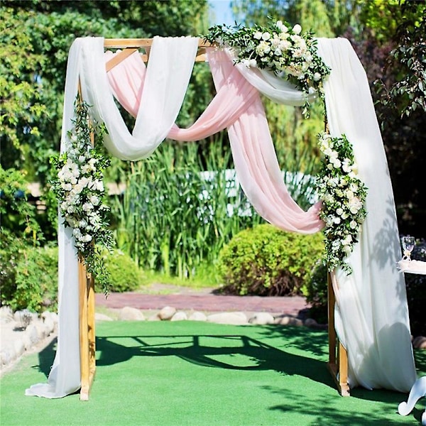 70*550cm (2,3ft*18ft) Pakke med 1 Bryllupsbueophæng, Bryllups Voile Hvid 70 x 550cm Elastiske Chiffon Draperinger til Bryllupsdekoration, Baggrund, Gazegardin