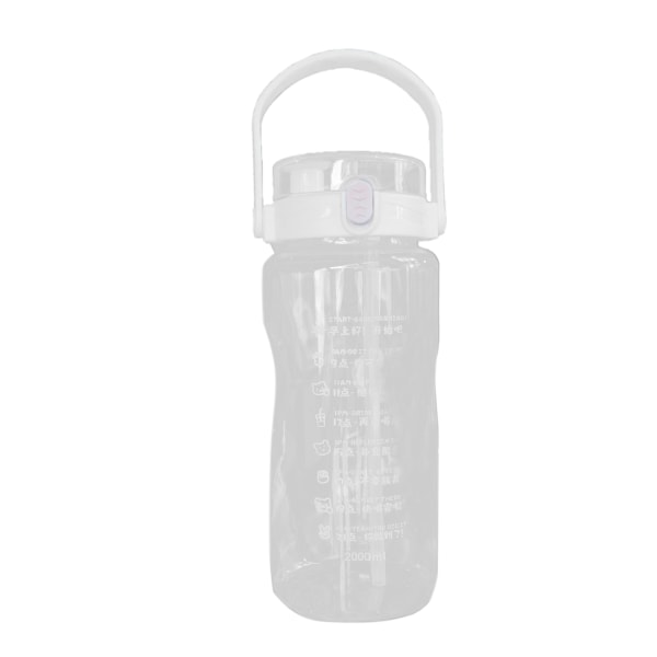 Vattenflaska för utomhussporter Plast Fitness vattenflaska Vattenkokare med extra stor kapacitet med dubbla sugrör Time Marker Vit 2000ML
