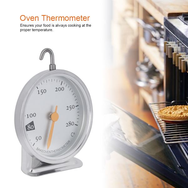 Ugnstermometer i rostfritt stål, stor urtavla, köksugnstermometer 50℃ till 280℃