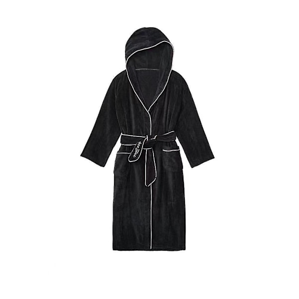 Kort Badrock Dam Herr Unisex Huvförsedd Morgonrock Microfiber Mjuk Fluffig Fleece S/M