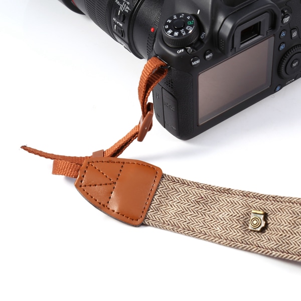 Klassisk axelrem i bomull och PU-läder för SLR DSLR-kameror Brun Brown