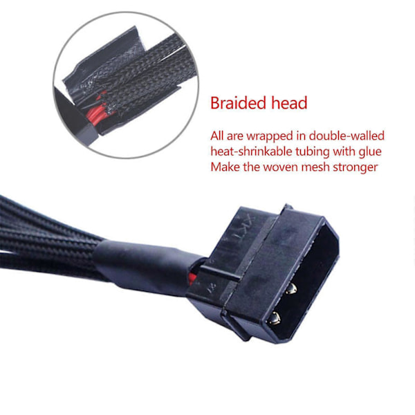Strömförsörjning Kontakt Kylare Kylfläkt Adapter Kabel Splitter För PC Dator För