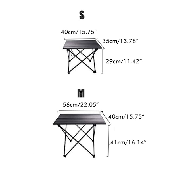 Rullebord i aluminiumlegering til camping, rullebord, skridsikkert, holdbart, mini-picnicbord til camping, vandreture og rejser