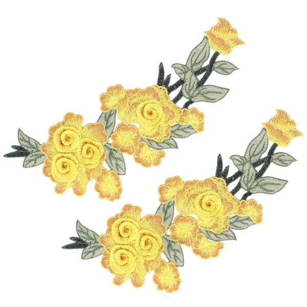 Broderte lapper Blomst Bomull Miljøvern Unike DIY-klestilbehør for vester Hatter Gul