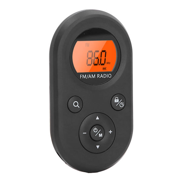 AM FM Mini Radio DC5V 76‑108MHz FM 520 522‑1710KHz AM Bakgrundsbelysning Bärbar radio med hörlurar för utomhussvart