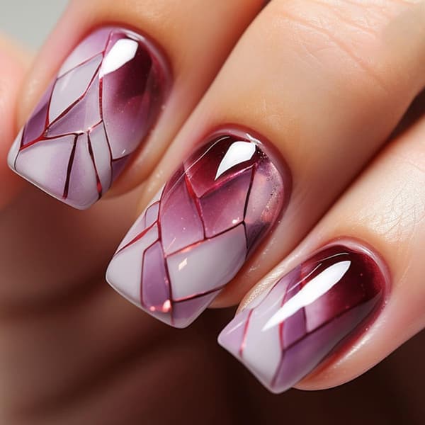 24 st vita burgundergradient naglar för nagelkonst