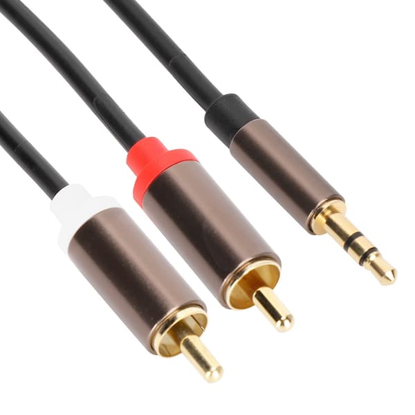 Audio Line Højttalerledning Computer Subwoofer Kabel Telefontilbehør 2-i-1 3,5 mm Han til 2RCA 1-meter