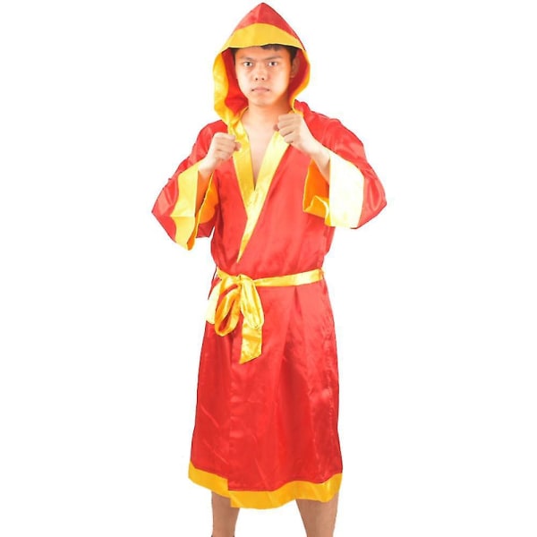Blå MMA Boksning Muay Thai Robe Uniform Kostume Rød Gul XL
