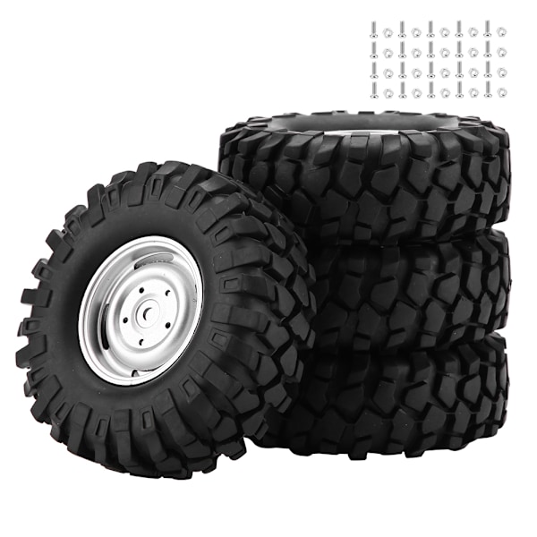 4 kpl Pyöränrenkaat Kumirenkaat navoineen 1/10 RC Crawler -maastokuorma-autolle