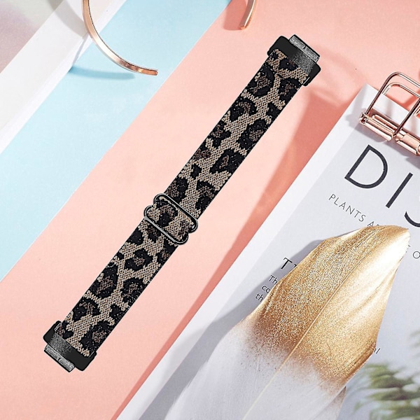 Fitbit Inspire 3 Nylon Flätad Solo Loop Sport Watch Band - Svart Leopardmönster