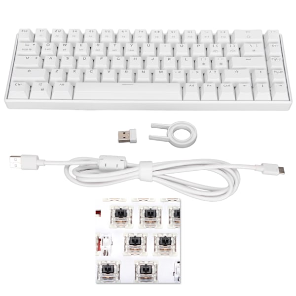 Mekanisk tastatur 68 taster 3 mod trådløs 2.4G Type C kablet RGB mekanisk tastatur for Windows for Android Lineær handling bryter