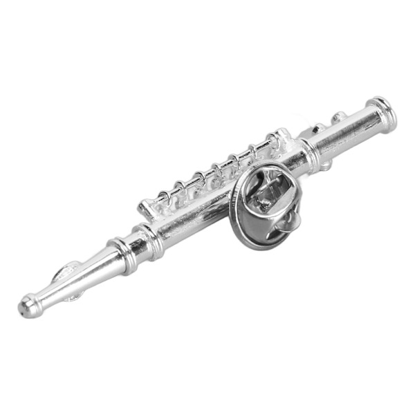 Silverflöjtbrosch Miniatyrmusikinstrument Lapelbroschnål med röd sammetsfodrad case