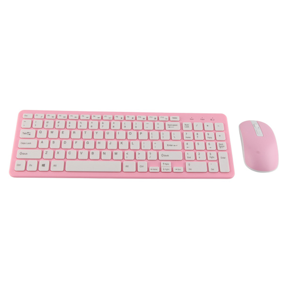 96 tangenter trådlöst tangentbord Mus Combo 10 meter överföring Toningsbeständig tangentbord Mus Combo med halkfri matta Rosa