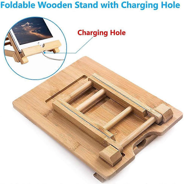 Tablet Holder i Bambus, Telefonholder i Træ til Skrivebord, Tablet Holder i Træ, Telefonholder til Skrivebord (Stor Form)