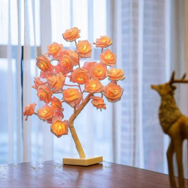 Rosa Roselampe Gave Til Jenter Kvinner Romdekorasjon Led Bordlampe Nattlys Midtpunkt For Hjemmet