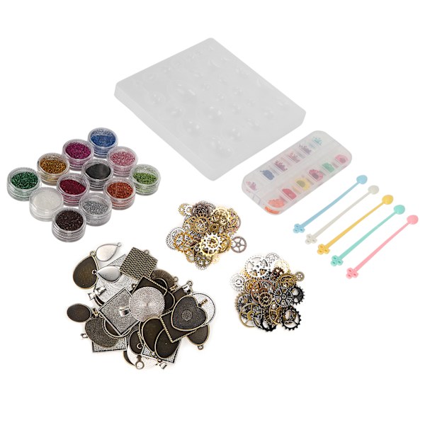 Torra blommor smycken gjutning form DIY hantverk smycken hängsmycke göra glitter pulver set