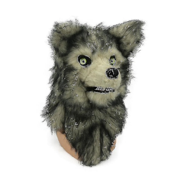 Varulv Latexmaske for Halloweenfestdrakt hvit ulv