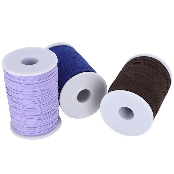 Elastiskt band platt syrep snöre sladd DIY ärm masktillverkning hög elastisk 100 yards rulle (blå brun lila)