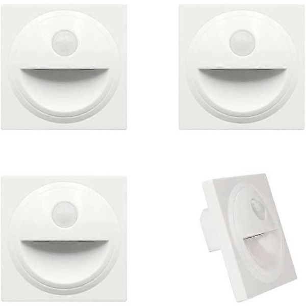 LED Indbygnings Væg Trappe Belysning Trin Trappe Lampe med Plastik Bevægelsessensor IP20 (Hvid, 3000K)