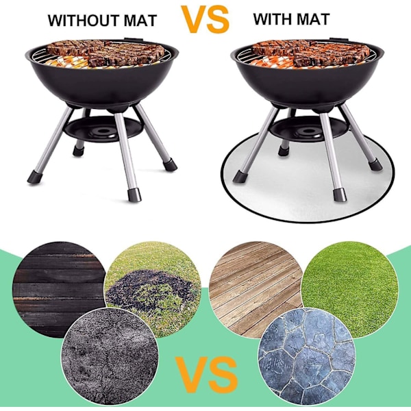 Rund Varmebestandig Bålplassmatte, Bålplassmatte for Uteplass, Brannhemmende Matte, Beskyttende Grillmatte, for Grill, Plen, Hage, Gulv, Bakgård Diameter 76c