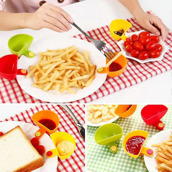 Dippsåstänger tallrikshållare - 8 delar plastfat och dippsås serveringsset för kryddor ketchup salt vegetarisk vinäger ketchup chips - chipshållare c