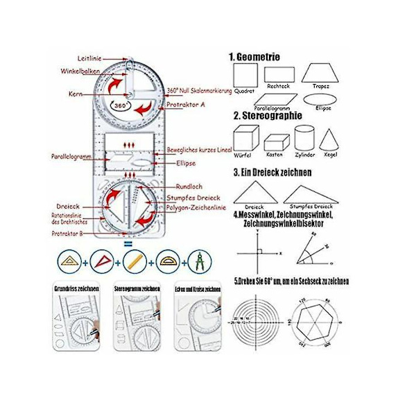 Geometrinen piirustusviivain: Monitoiminen ja universal käsityökalu