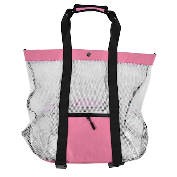 Strandtasker Mesh Bomuld Oversize Opbevaring Tote Tasker til Strand Picnic Grill Camping Pink