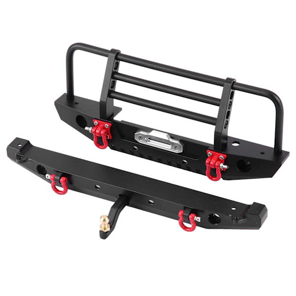 Metallisk Fram- och Bakre Stötfångare med LED-lampor för Traxxax Trx-4 för SCX10II 90046 1/10 RC-bil