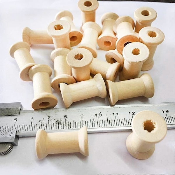 20 kpl Viimeistelemättömiä Puupuolia Lankarullia Johto Lankakeloja Ompelutarvikkeita 27mmX16mm