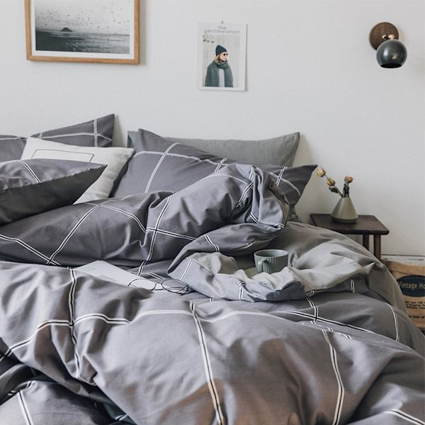 100% natur bomull dragkedja tryckt sängkläder set 51*66cm*2PCS örngott/229*229cm påslakan
