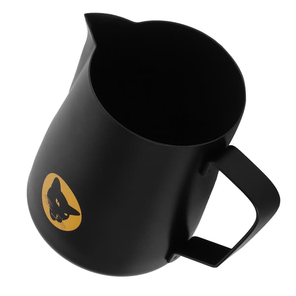 600 ml kaffekop, krus, multifunktionel 304 rustfrit stål mælkeskumningskande, sort