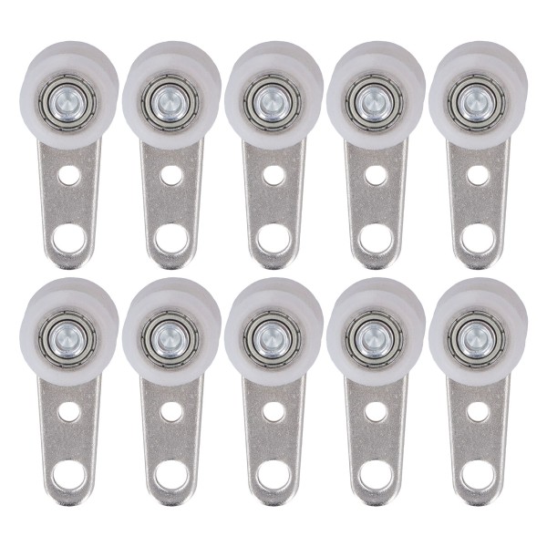 10 stk remskive i rustfritt stål og nylon med 2 nylonhjul 19 mm diameter 44 mm lengde for skyvedør