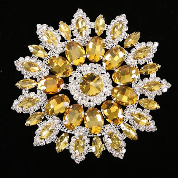 Kristallglas Rhinestones Dekoration DIY Kläder Smycken Tillbehör (Gul Silver Base)