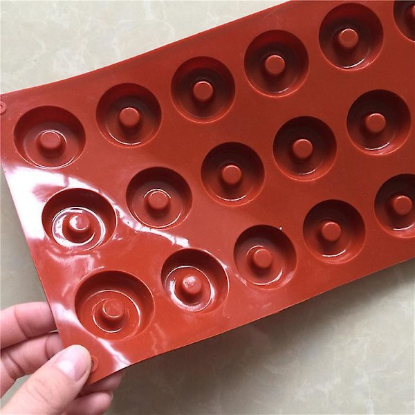 Silikon Mini Donut Pan 18 Hulrum Bageplade til Muffins, Kager og Kiks Rød