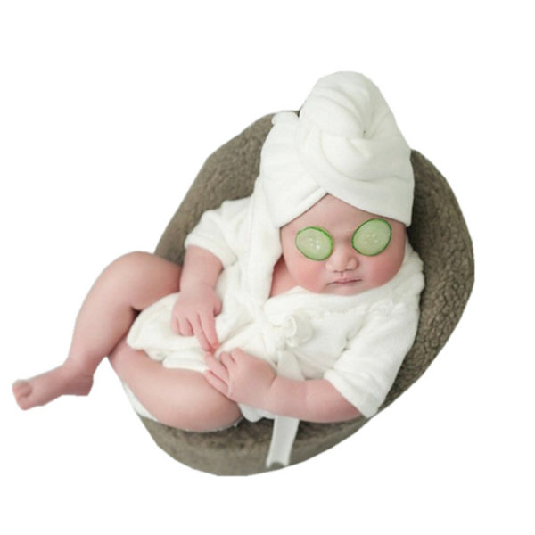 Nyfödd babyfotografering fotorekvisita kostym spädbarn badrockar badhandduksset för pojkar flickor