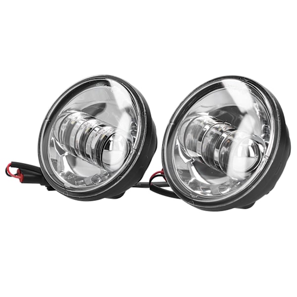 2 stk. 4,5 tommers motorsykkel tåkelys IP67 6500K hvitt LED rundt sølvskål universal spot kjørelys
