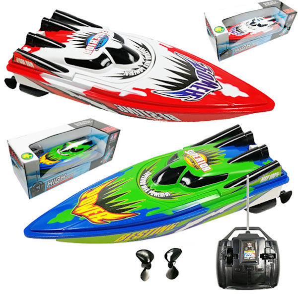 RC-båt - Fjernstyrt racerbåt for bassenger og innsjøer - Mini Speed Boat-leker - Utendørs eventyr - Elektrisk båtleker for barn