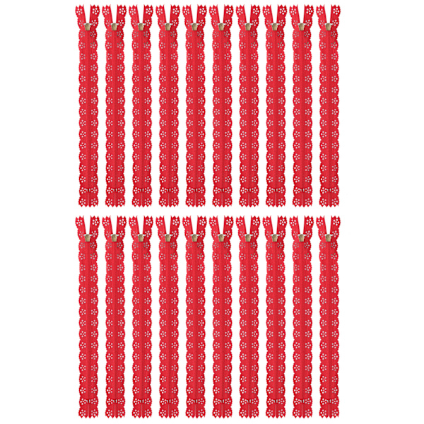 20 st 20 cm DIY nylon spets blixtlås spole blomma blixtlås för sömnad bröllopsklänning hantverk röd