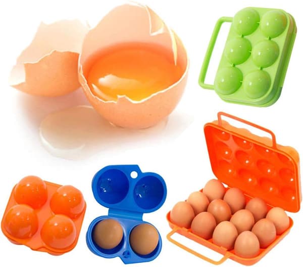 15.5*15*7CM-Portable Egg Boxes for 6 Eggs - Plastoppbevaringsboks for Camping, Piknik