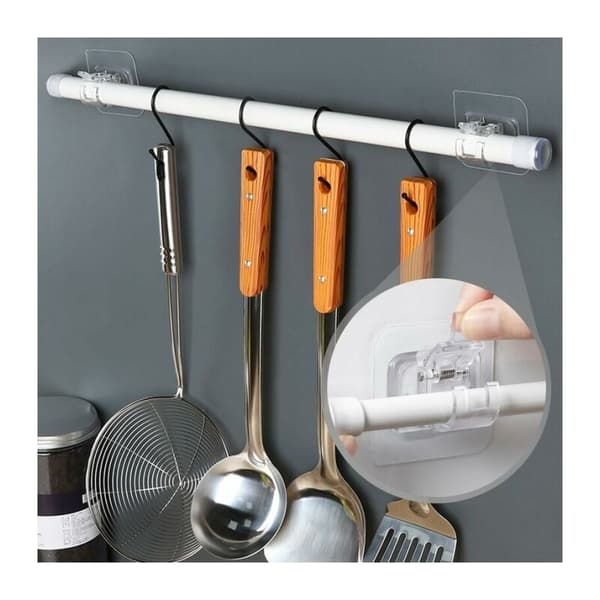 10-pack curtain rod brackets without drilling self-adhesive rod holder transparent Transparent