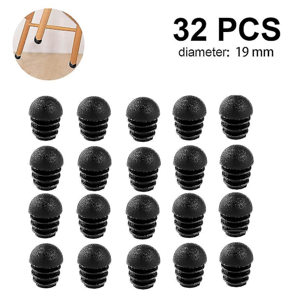 32-pack Plast Rörpluggar med Sfäriskt Huvud för Runda Ändlock, Lamell Rörskydd