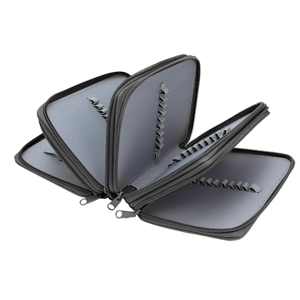 Neliön nelikerroksinen 72 reikää Sketch Art Piirustus Case Organizer Pure Color Pen Bag (musta)