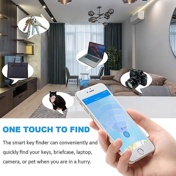Trådløs Pet Tracker Nøgler Tasker Punge App Kontrol Objekt Lokalisering Selfie Udløser Kompatibel Med Ios/android Telefoner, Sort